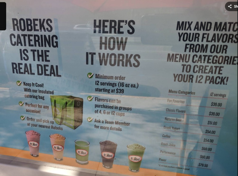 Robeks Fresh Juices & Smoothies Restaurant Menu | Prices & Drinks